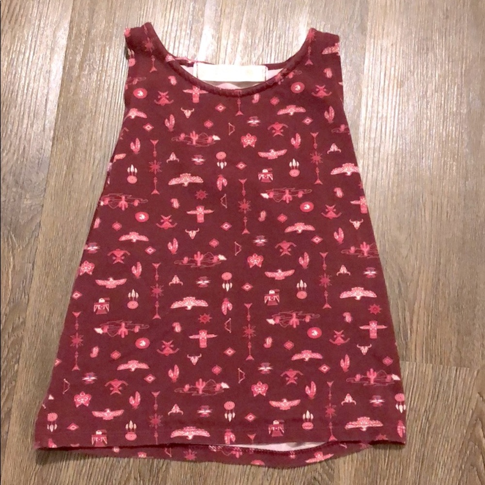 Maroon Cropped Tank With Pink Tribal Doodles